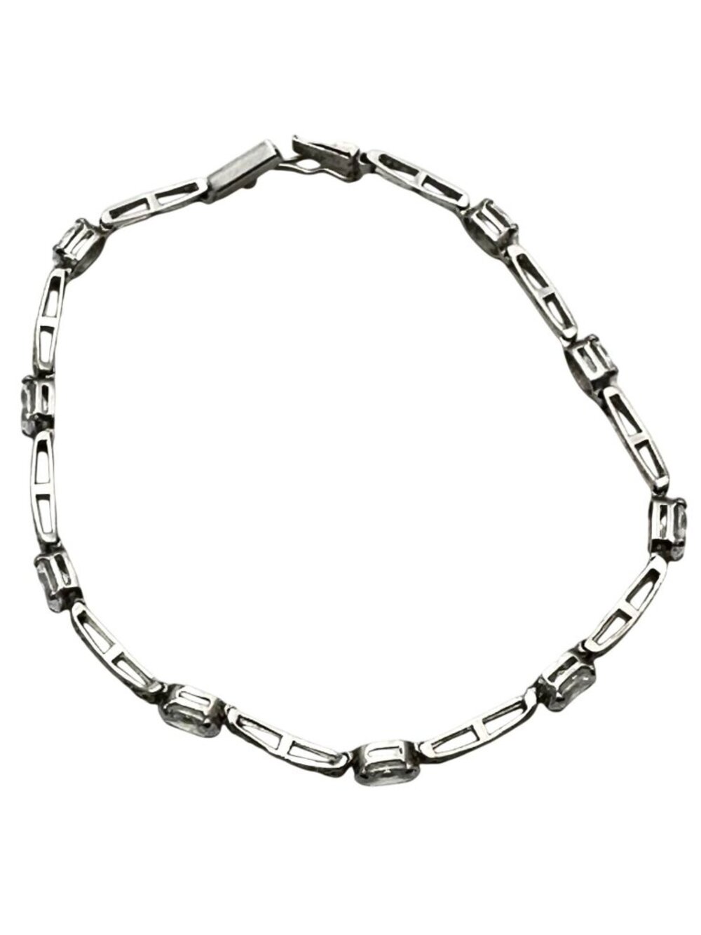 Estate Womens Bracelet 14K White Gold CZ Bracelet Vintage Filigree Style 7" - Picture 6 of 7